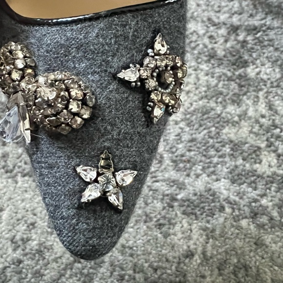 Authentic Jimmy Choo Gray Flannel Rhinestone Pumps - Size 37.5 - Picture 4 of 5